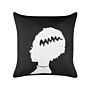 Decorative Cushion Black Velvet 45 X 45 Cm Frankenstein Bride Pattern Square