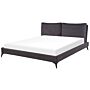 Eu Super King Size Panel Bed Dark Grey Velvet Upholstery 6ft Slatted Base With Thick Padded Headboard