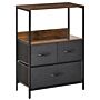 Homcom Chest Of Drawers Bedroom Unit Storage Cabinet With 3 Fabric Bins, Bedroom And Entryway, Black