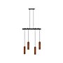 Hanging Lamp Dark Wood Iron Base Oak Wood Shade 4 Light Point Home Accessories Illumination