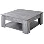 Homcom 2 Tier Wood Coffee Table Side Table Bottom Storage Shelf Simple Grey Wood Grain