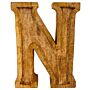 Hand Carved Wooden Embossed Letter N