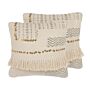 Set Of 2 Decorative Cushions Beige 45 X 45 Cm With Tassels