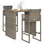 Vidaxl 3 Piece Garden Bar Set With Cushions Grey Poly Rattan Acacia