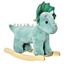 Homcom Kids Plush Ride-on Rocking Horse Triceratops-shaped Plush Toy Rocker With Realistic Sounds For Child 36-72 Months Dark Green