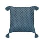 Decorative Cushion Dark Blue Velvet And Cotton 45 X 45 Cm Floral Motif Block Printed