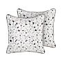 Decorative Cushions Set Multicolour Velvet 45 X 45 Cm Square Geometric Pattern