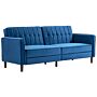 Homcom Modern Convertible Sofa Futon Velvet-touch Tufted Couch Compact Loveseat With Adjustable Split Back, Blue