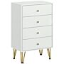 Homcom White Chest Of Drawers, 4-drawer Dresser, Modern Storage Cabinets With Hairpin Legs