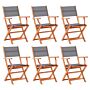 Vidaxl Folding Garden Chairs 6 Pcs Grey Solid Eucalyptus Wood&textilene