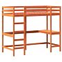 Vidaxl Loft Bed With Desk Wax Brown 100x200 Cm Solid Wood Pine