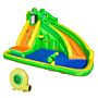 Outsunny 5 In 1 Kids Bouncy Castle Large Crocodile Style Inflatable House Slide Basket Water Pool Climbing Wall For Kids Age 3-8, 3.85 X 2.85 X 2.25m