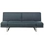 Sofa Bed Dark Blue Fabric Upholstery 4 Seater Click Clack Mechanism Adjustable Armrests