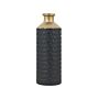 Decorative Table Vase Black With Gold Stoneware 39 Cm