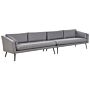 Outdoor Sofa Grey Polyester Upholstery 4 Seater Garden Couch Uv Water Resistant