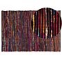 Rug Dark Multicolour Cotton 140 X 200 Cm Rectangular Handmade