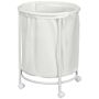 Homcom 100l Rolling Laundry Basket On Wheels, 50cm Round Laundry Hamper With Removable Bag And Steel Frame, Bathroom, Laundry Room, Cream White