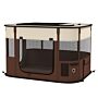 Pawhut Foldable Dog Pen With Storage Bag For Indoor/outdoor Use, Brown