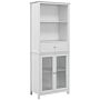 Homcom Kitchen Cupboard, Pantry Storage Cabinet W/ Tempered Glass Doors, Drawer, Open Shelf, Adjustable Shelves, 181.5 Cm, White