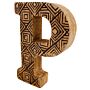 Hand Carved Wooden Geometric Letter P