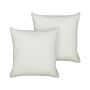 Set Of 2 Decorative Cushions White Boucle 45 X 45 Cm Woven Removable With Zipper