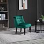 Homcom Velvet Accent Chair, Button Tufted Wingback Chair With Rubber Wood Legs, Dark Green