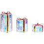 Set Of 3 Outdoor Led Decoration Multicolour Metal 30 X 20 X 20 Cm Christmas Gifts Presents Seasonal Accessory Garden Home Décor With Lights