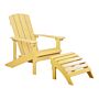 Garden Chair Yellow Plastic Wood With Footstool Weather Resistant