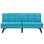 Sofa Bed Blue 3-seater Quilted Upholstery Click Clack Split Back Metal Legs