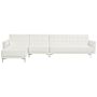 Corner Sofa Bed White Faux Leather Tufted Modern L-shaped Modular 5 Seater Right Hand Chaise Longue