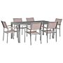 Garden Dining Set Beige With Grey Granite Table Top Rattan Chairs 6 Seats 180 X 90 Cm