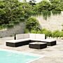 Vidaxl 6 Piece Garden Lounge Set With Cushions Poly Rattan Black