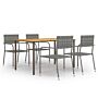 Vidaxl 5 Piece Garden Dining Set Poly Rattan Anthracite