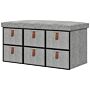 Homcom Shoe Bench With Seat, Shoe Storage Bench With Cushion And 6 Fabric Drawers, Light Grey