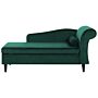 Chaise Lounge Green Velvet Upholstery With Storage Right Hand With Bolster