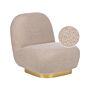 Armchair Beige Boucle Fabric Soft Gold Base Contemporary Glam Art Decor Style