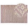 Area Rug Carpet Pink And Beige Cotton Jute 140 X 200 Cm Geometric Pattern