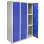 3 X Metal Storage Lockers - Three Doors, Blue - Flatpack