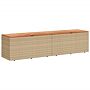 Vidaxl Garden Storage Box Beige 220x50x54 Cm Poly Rattan Acacia Wood