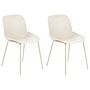 Set Of 2 Dining Chairs Beige Plastic Deep Seat