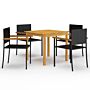 Vidaxl 5 Piece Garden Dining Set Black