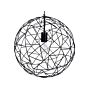 Hanging Light Pendant Lamp Black Wire Open Round Sphere Shade Metal