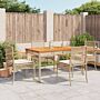 Vidaxl 5 Piece Garden Dining Set With Cushions Beige Poly Rattan