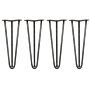 4 X 14" Hairpin Legs - 3 Prong - 12mm - Raw Steel