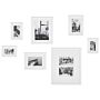 Set Of 7 Framed Photos White Various Sizes Modern Passpartout Wall Decor Gallery Hooks