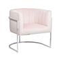 Armchair Pink Velvet Fabric Silver Metal Frame Scalloped Back