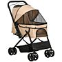 Pawhut Pet Stroller Pushchair Foldable Travel Dog Cat Carriage W/ Reversible Handle Brake Basket