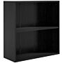 Homcom 2 Tier Bookshelf, Low Bookcase With Adjustable Shelf, 2 Compartments For Home Office, Black