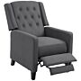 Homcom Wingback Recliner Chair For Home Theater, Button Tufted Microfibre Cloth Reclining Armchair With Leg Rest, Deep Grey