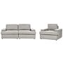 Sofa Set Light Grey Fabric Upholstered 4 Seater With Armchair Cushioned Thickly Padded Backrest Classic Living Room Couch